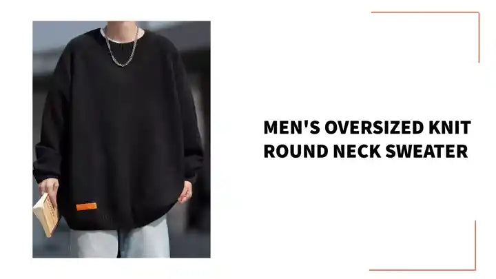 Men's Oversized Knit Round Neck Sweater by@Outfy