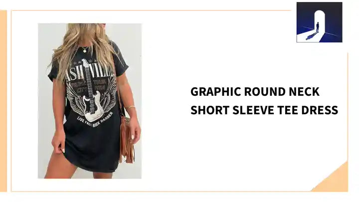 Graphic Round Neck Short Sleeve Tee Dress by@Outfy