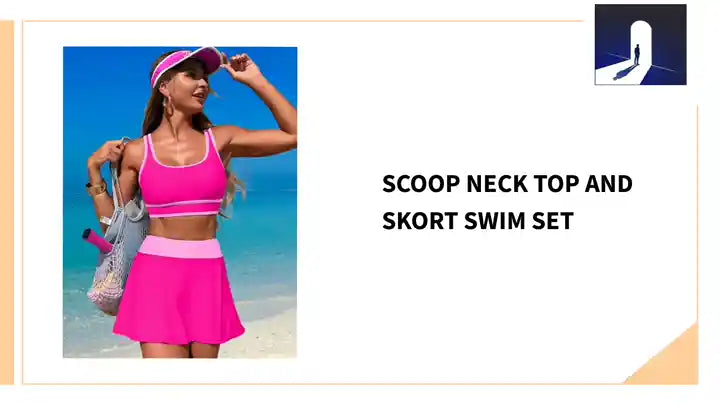 Scoop Neck Top and Skort Swim Set by@Outfy