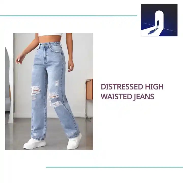 Distressed High Waisted Jeans by@Outfy