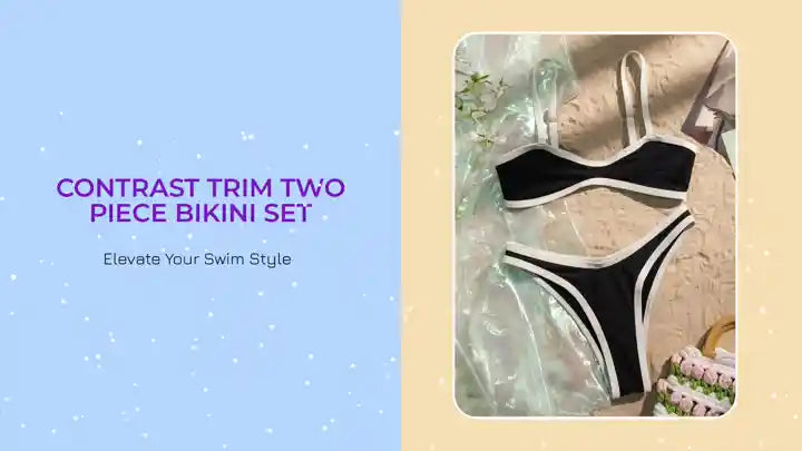Contrast Trim Two Piece Bikini Set by@Outfy