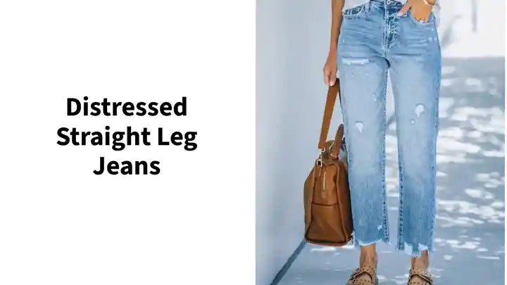 Distressed Straight Leg Jeans by@Outfy