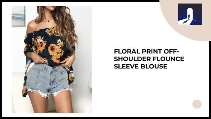 Floral Print Off-Shoulder Flounce Sleeve Blouse by@Outfy