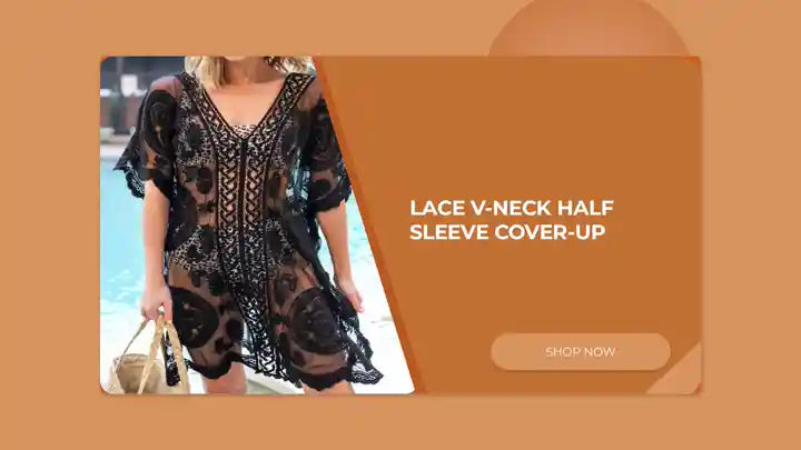 Lace V-Neck Half Sleeve Cover-Up by@Outfy