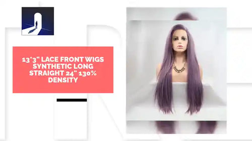 13*3" Lace Front Wigs Synthetic Long Straight 24" 130% Density by@Outfy