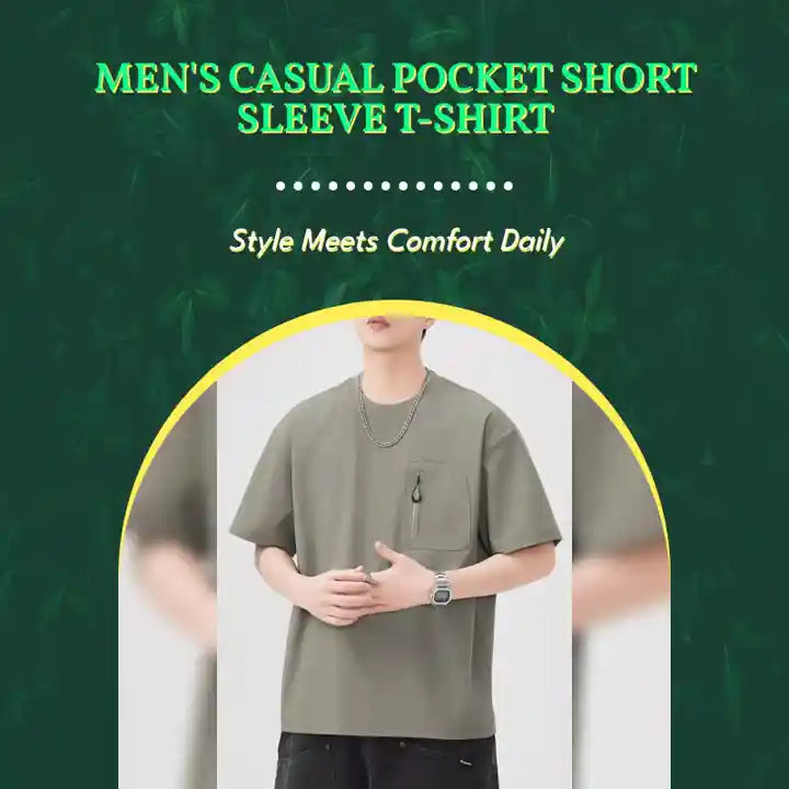 Men's Casual Pocket Short Sleeve T-Shirt by@Outfy