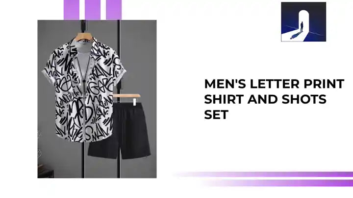 Men's Letter Print Shirt and Shots Set by@Outfy