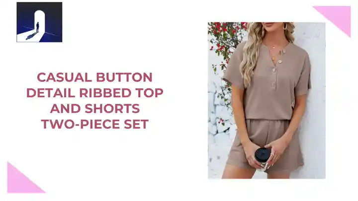 Casual Button Detail Ribbed Top and Shorts Two-Piece Set by@Outfy