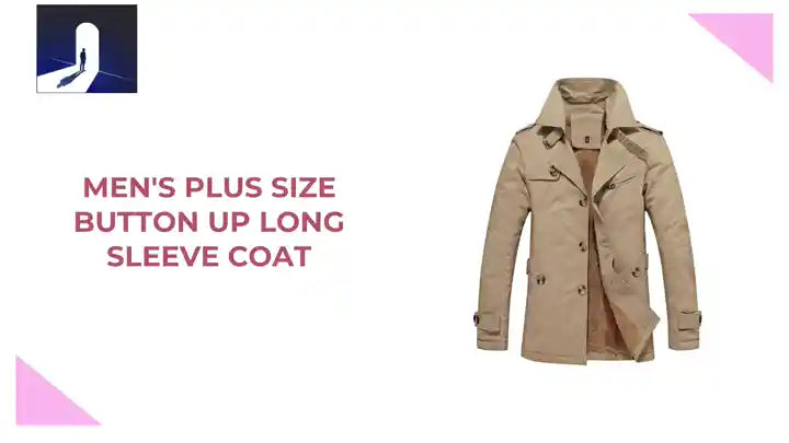 Men's Plus Size Button Up Long Sleeve Coat by@Outfy