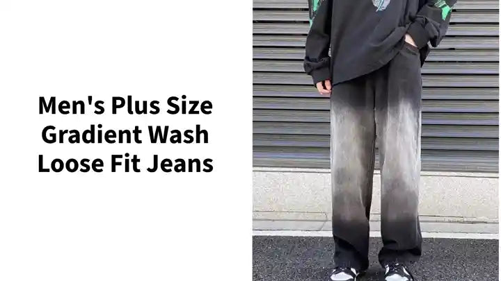 Men's Plus Size Gradient Wash Loose Fit Jeans by@Outfy