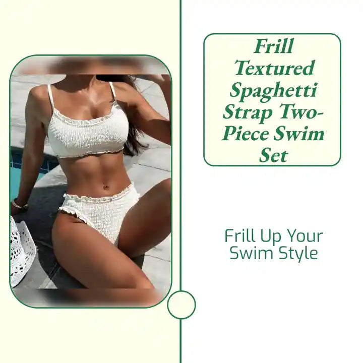 Frill Textured Spaghetti Strap Two-Piece Swim Set by@Outfy