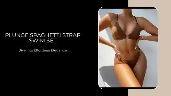 Plunge Spaghetti Strap Swim Set by@Outfy