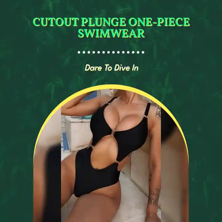 Cutout Plunge One-Piece Swimwear by@Outfy