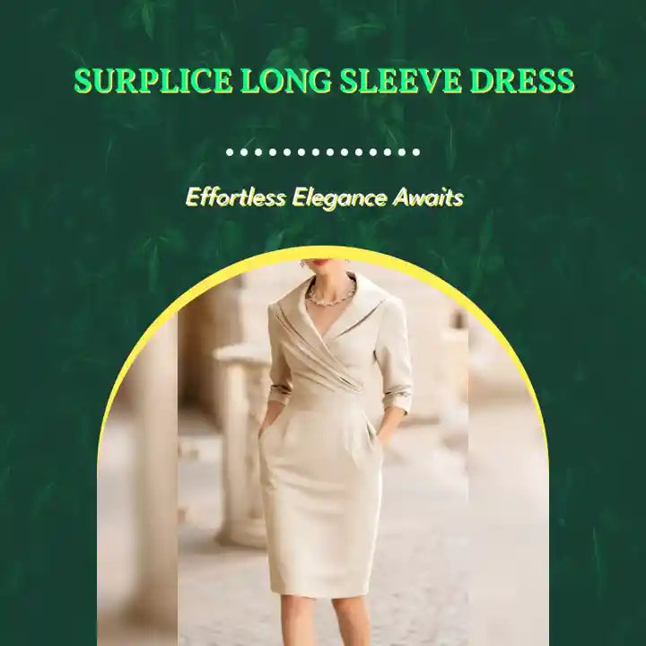 Surplice Long Sleeve Dress by@Outfy