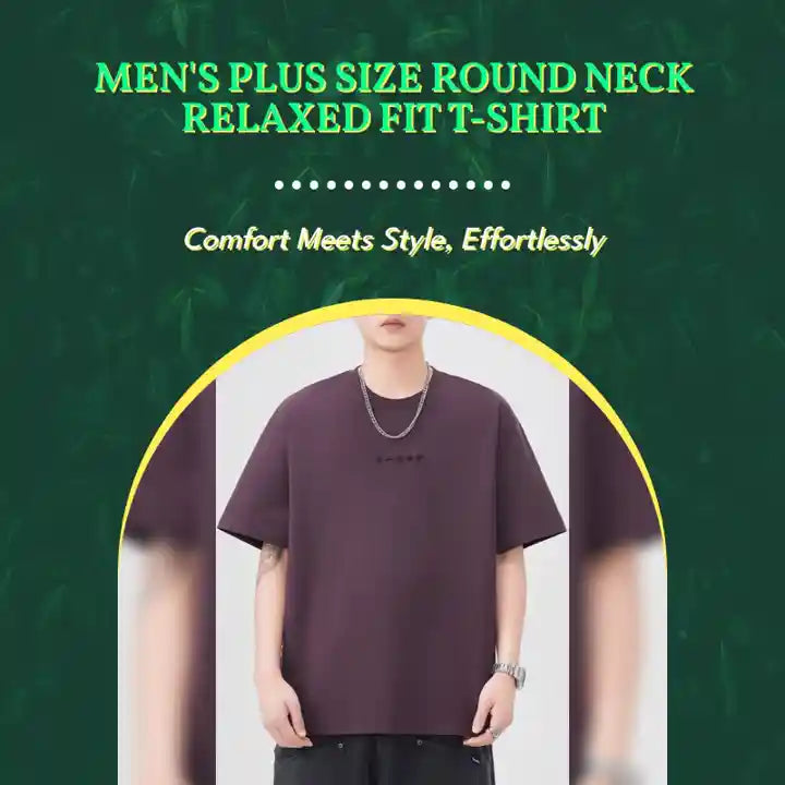 Men's Plus Size Round Neck Relaxed Fit T-Shirt by@Outfy