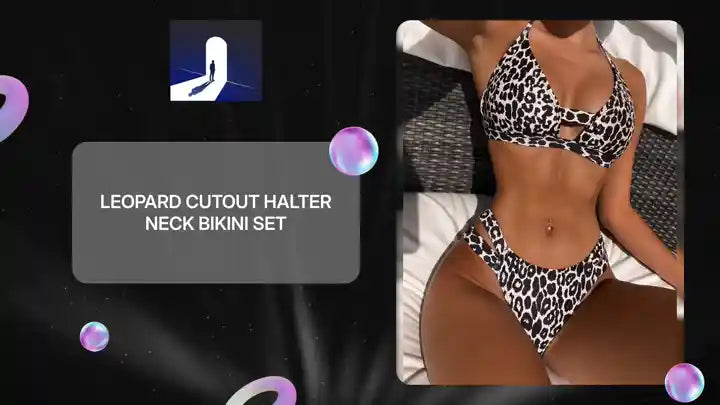 Leopard Cutout Halter Neck Bikini Set by@Outfy