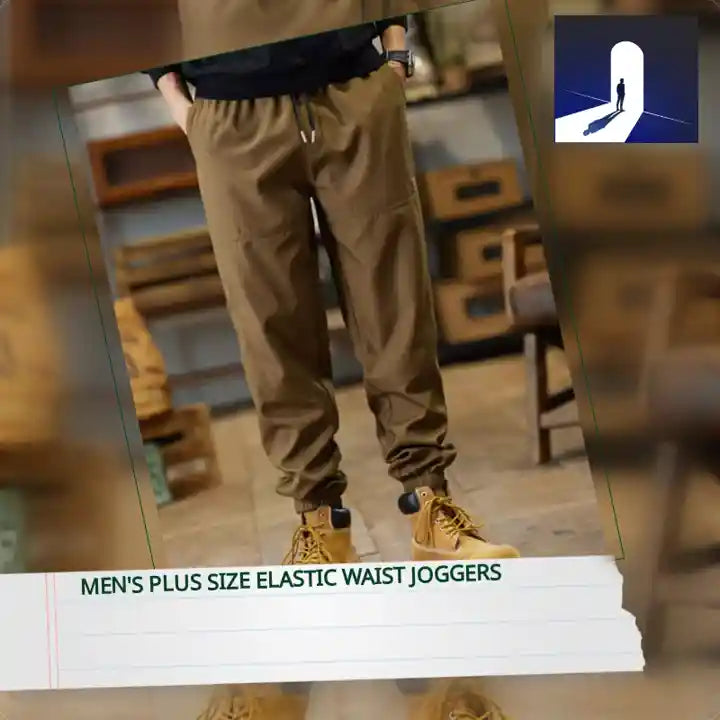 Men's Plus Size Elastic Waist Joggers by@Outfy