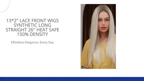 13*2" Lace Front Wigs Synthetic Long Straight 26" Heat Safe 150% Density by@Outfy