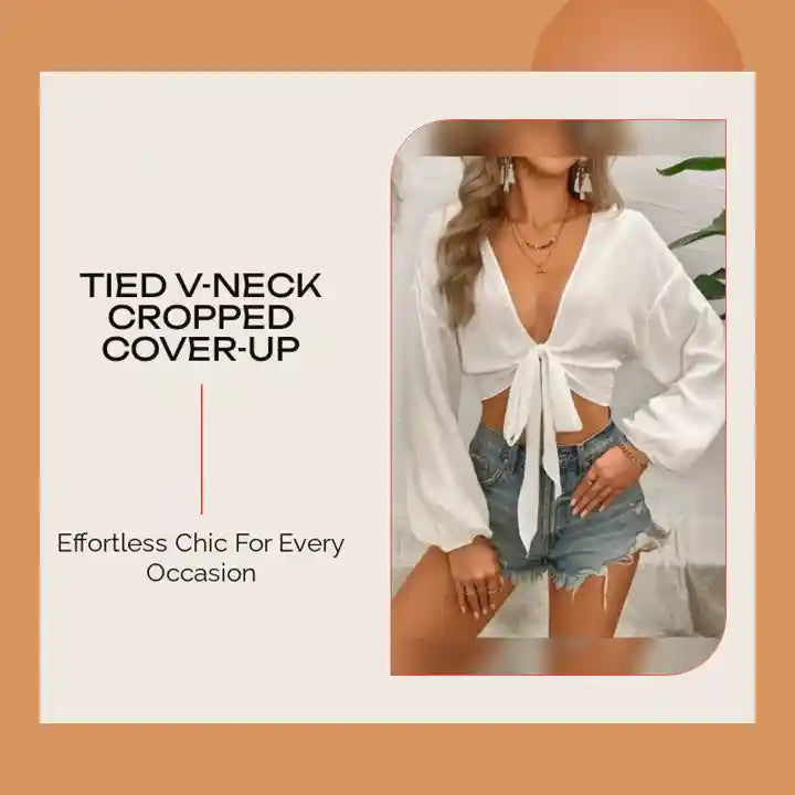 Tied V-Neck Cropped Cover-Up by@Outfy