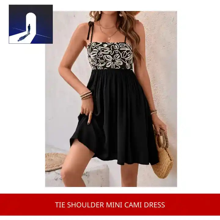 Tie Shoulder Mini Cami Dress by@Outfy
